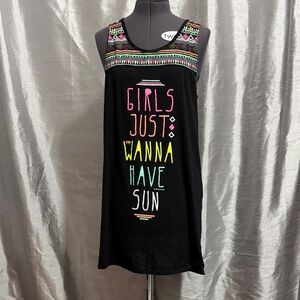 Justice Black Multicolor Graphic Swim Coverup